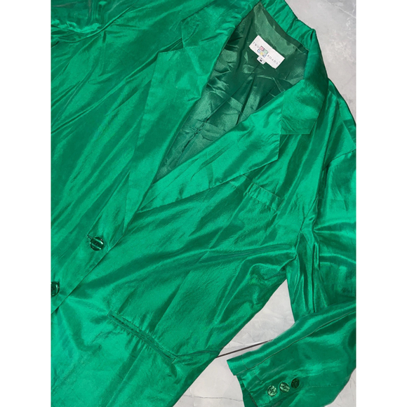 Vintage Two Roads Green Silk Blazer M - Picture 2 of 6
